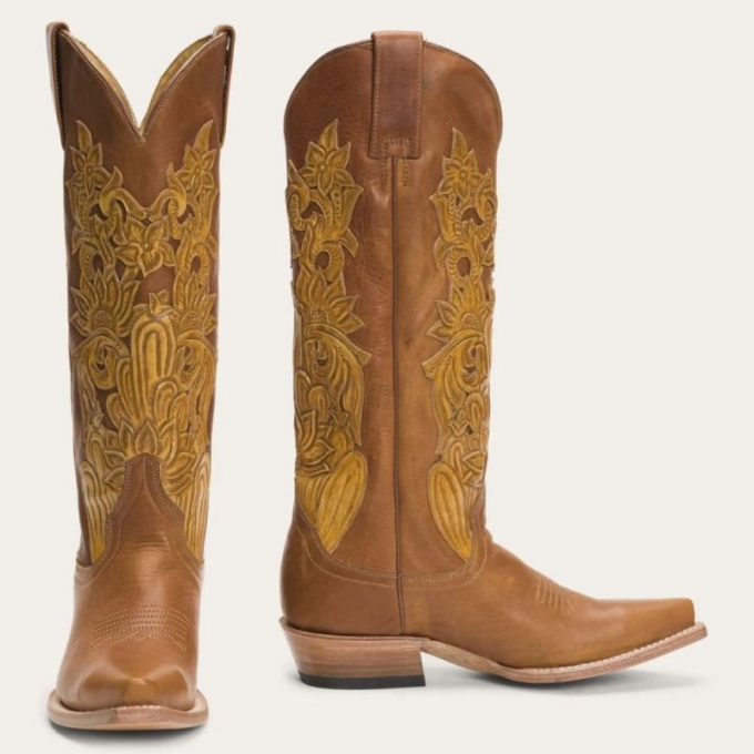 STETSON | FOR WOMEN | JULES HAND TOOLED LEATHER BOOT-Brown