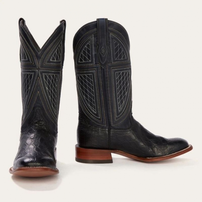 STETSON | FOR MEN | BLACK FALLS ALLIGATOR COWBOY BOOT-Black