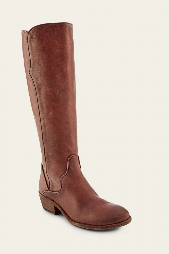 FRYE | WOMEN'S CARSON PIPING TALL WIDE CALF-Redwood