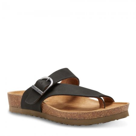 Eastland | Women's Shauna Adjustable Thong Sandals-Black Nubuc | Special Sale