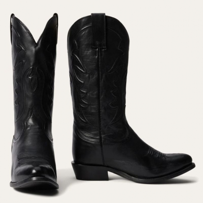 STETSON | FOR MEN | AMES CORDED & BURNISHED LEATHER BOOT-Black