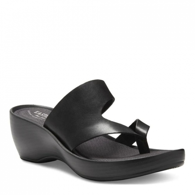 Eastland | Women's Laurel Wedge Thong Sandals-Black | Special Sale