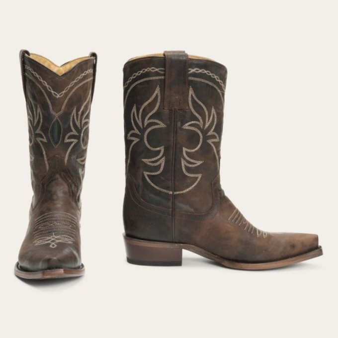 STETSON | FOR WOMEN | IRIS MID-CALF EMBROIDERED BOOT-Brown