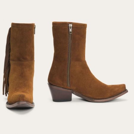 STETSON | FOR WOMEN | HALLE SUEDE FRINGE SIDE ZIP BOOT-Brown