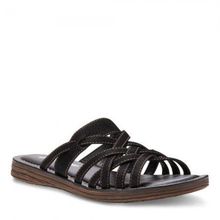 Eastland | Women's Ellie Woven Slide Sandals-Black | Special Sale