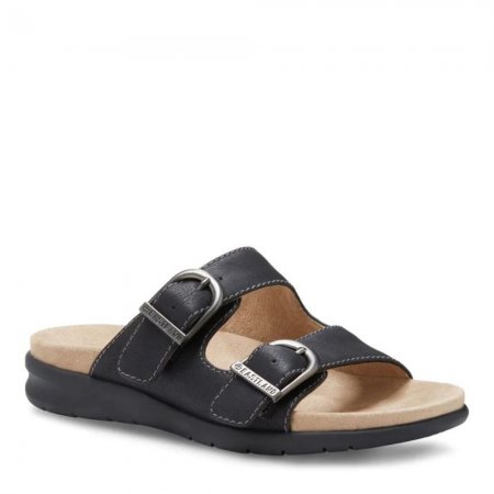 Eastland | Women's Avery Double Buckle Slide Sandals-Black | Special Sale