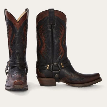 STETSON | FOR MEN | BIKER OUTLAW OILED LEATHER COWBOY BOOT-Brown