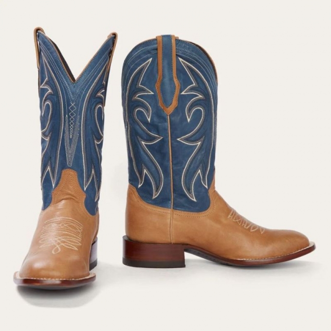 STETSON | FOR MEN | CASPER TAN & BLUE MATTE COWBOY BOOT-Tan